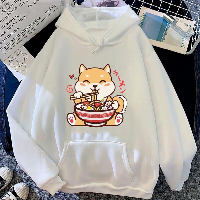 New Cute Shiba Inu Ramen Printed Pullover Fashion Women Men Hoodies Long Sleeve Casual Hooded Sweatshirt