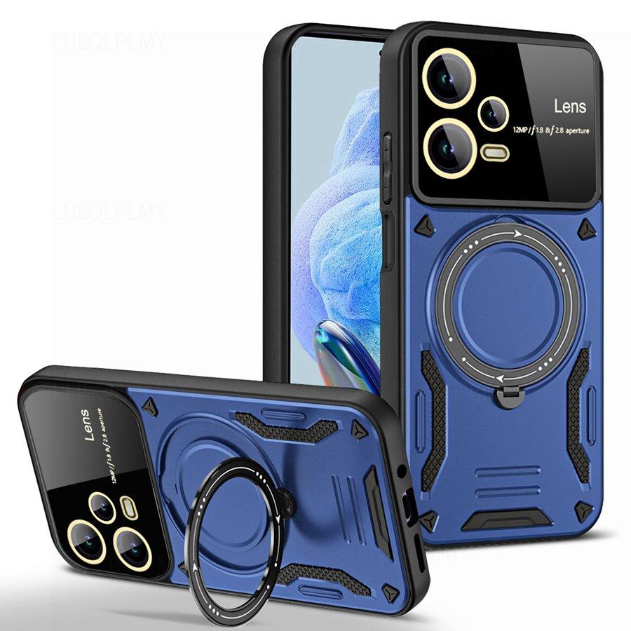 Rotating Bracket Big Lens Protection Cover For Xiaomi Redmi Note 14 10 11 12 13 Pro 5G 15 13T 15T 14T Poco F8 M8 X8 C85 X7 C75 14C 13C 15C Armor Case