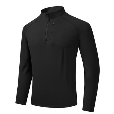 Large Men's Zipper Stand Up Collar Long Sleeved Fleece Sweatshirt Casual Long Sleeved Soft and Comfortable Base Shirt Stand Up Collar Sweatshirt