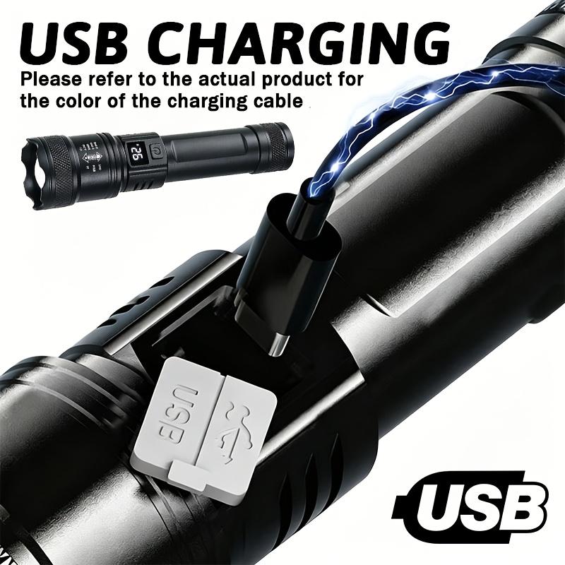 High Strong Power Led Flashlights 1000LM Tactical Torch with Display Light USB C Charging Camping Fishing Defensa Zoom Lantern