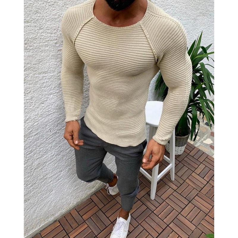 Men S Crew Neck Long Sleeve Slim Fit Pullover Knit Casual Sweater