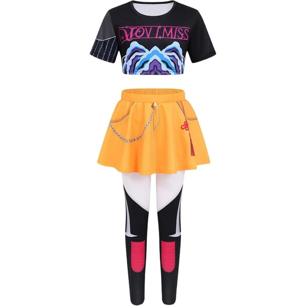 Kpop  Rumi Zoey Mira Party Girls Demon Costume Hunters Cosplay Outfit Jacket Top Shorts Kids Halloween Costumes Singer Cosplay