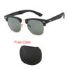 Classic Half Frame Polarized Sunglasses with Case Men Women Retro Rivet Small Sun Glasses Popular Foldable Travel Shades