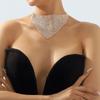 Retro Multi-row Flash Diamonds Bib Necklace Exaggerated Geometric Triangle Full Rhinestones Clavicle Chain for Female