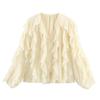 A New and Fashionable Women's Dress with A Layered Decorative Ruffled V-neck Long-sleeved Shirt