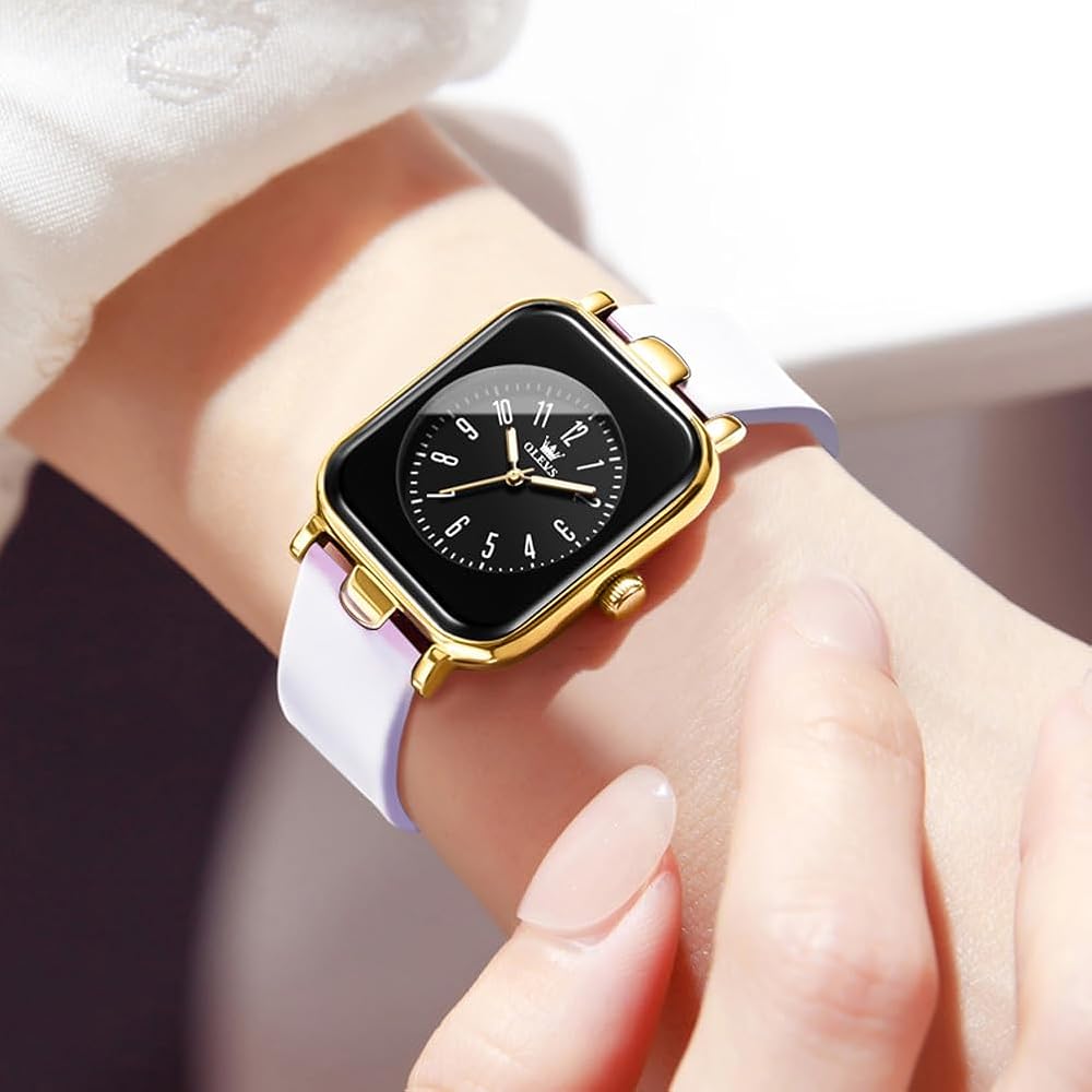 OLEVS Women's Watch Waterproof, Luminous Function, Silicone Band, Japanese Quartz Movement, White