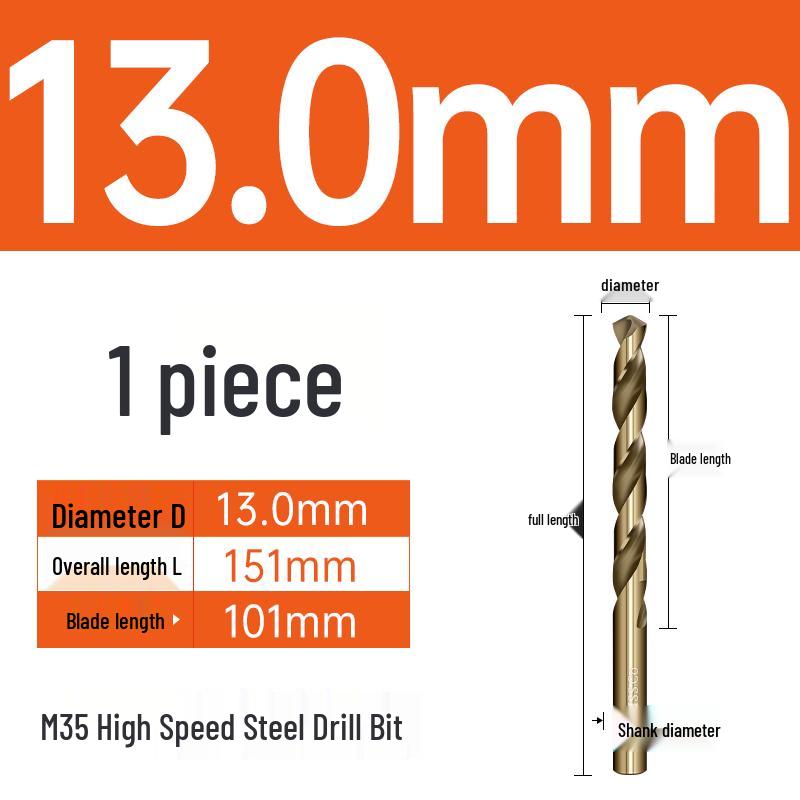 M35 Cobalt Twist Drill Bits Set for Stainless Steel, High Hardness, Straight Shank, Hand & Electric Drills