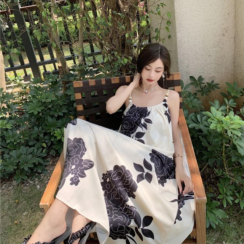 Summer New Sleeveless Sexy Loose Straps Dress for Women Fashion Backless  Beach Vacation Casual Long Dress Ladies Elegant Print Plus Size Dresses  26369  buy the best products in the Ayzeze online store