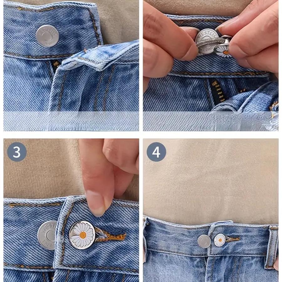 5Pcs Jeans Waist Extension Adjustable Button Spring Metal Elastic Buttons Trousers Pants Stretch General Extender Accessories