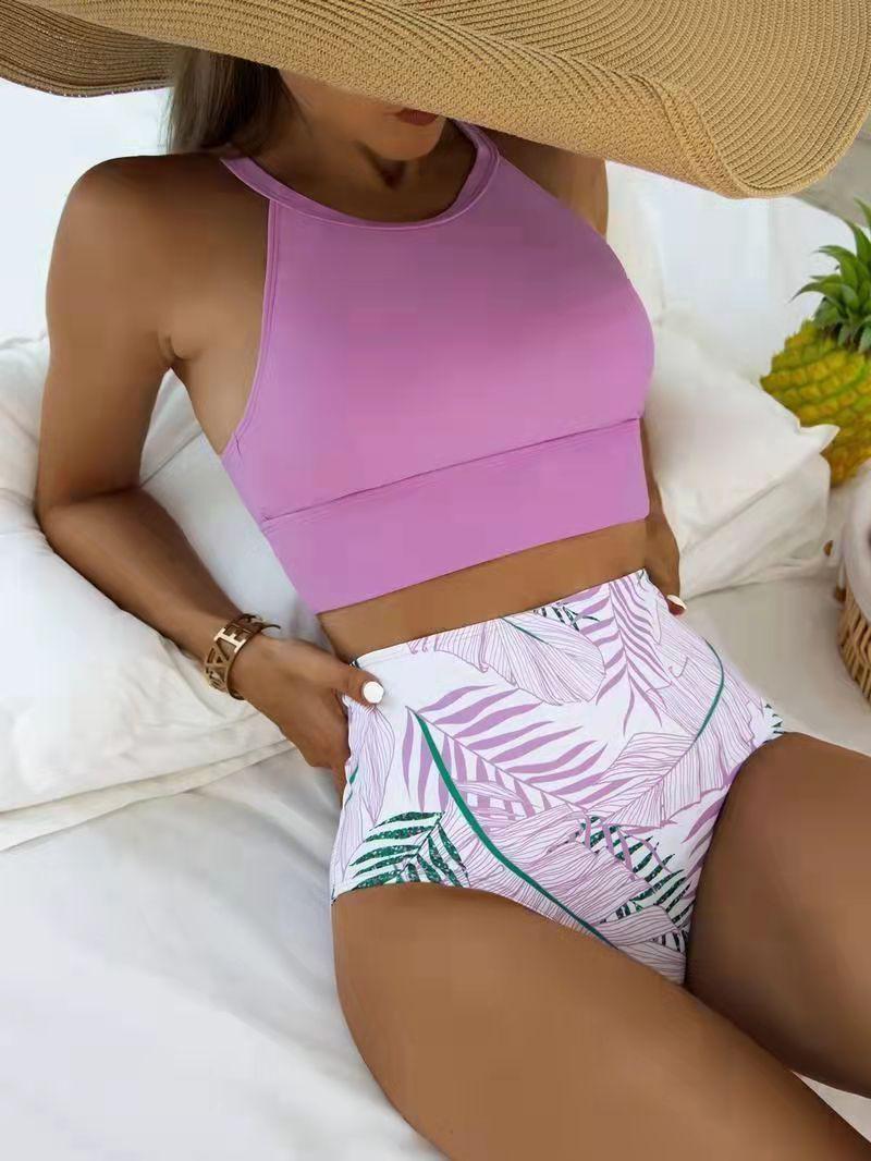 Sexy High-Waisted Bikini Split Swimsuit for Hot Springs