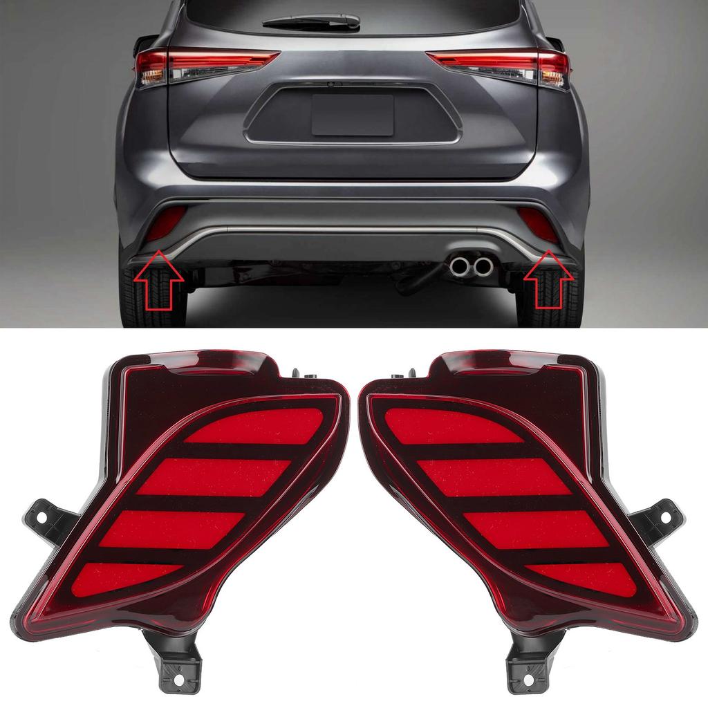 LED Heck-Tagfahrlicht Rücklicht Stoßstange DRL Lampe Rotes Glas Passend für Highlander 2019-2021