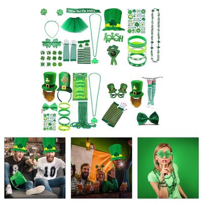 Completed Festival Day Attire For Adults Festival Gathering Outfit Set with Hat Glasses For Adults Green Theme Costume