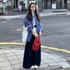 Korean Chic Blue Plaid Polo Collar Shirt Women's Loose Sunscreen Jacket Spring and Autumn Long-sleeved Casual Top