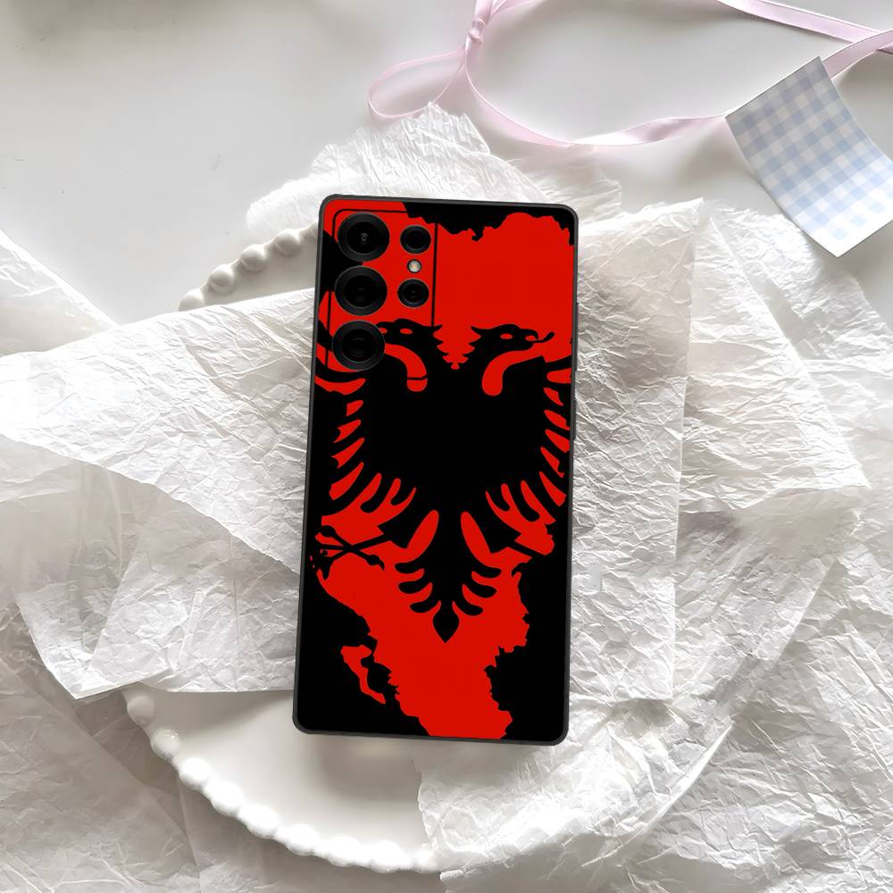 Albanien Flagge Adler Logo Handyhülle Für Samsung S 24 Fe 25 Ultra Plus 20 Lite 21 30 22 23 24 22 Ultra 5G Fundas