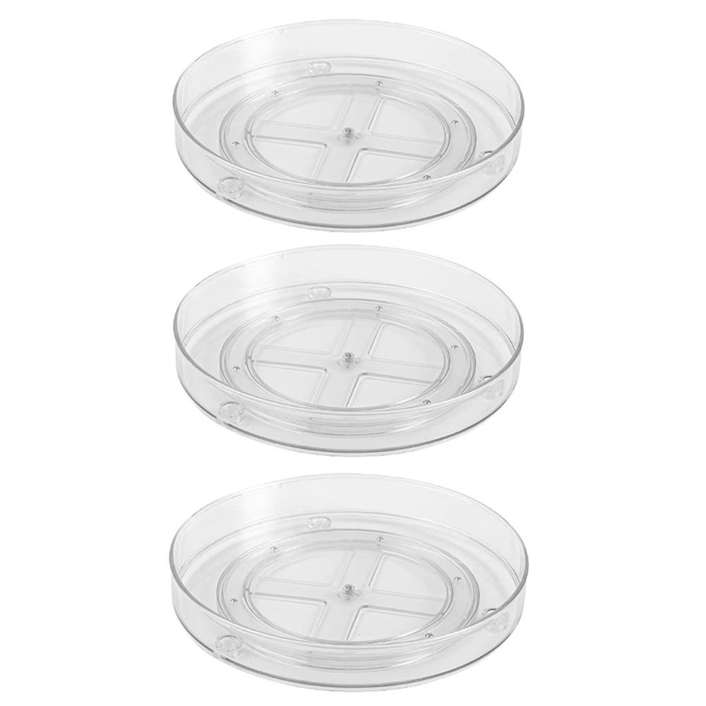 1-10Pcs Clear Turntable Storage Tray Multifunctional Spice Rack Cosmetic Storage Tray Cabinet Refrigerator Kitchen Storage Rack