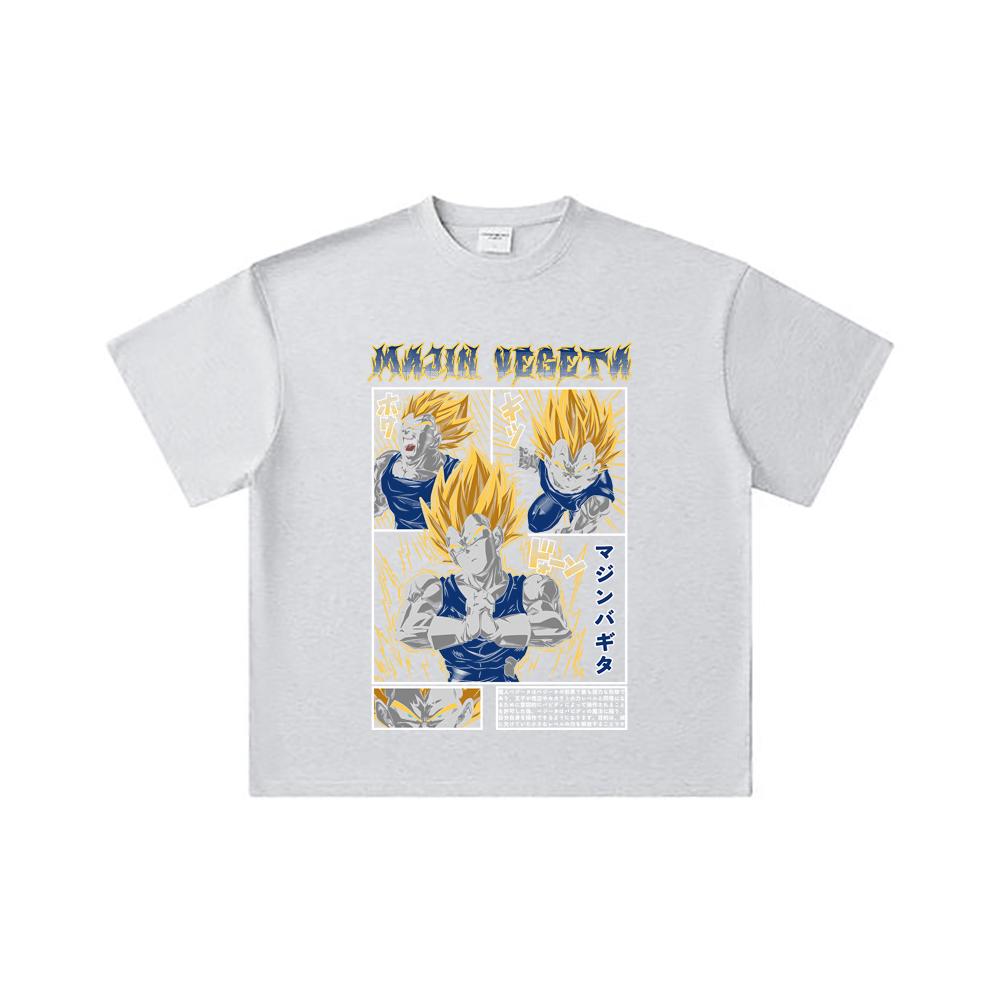 260 GSM Double Yarn 32 Count 100% Cotton Dragon Ball V45 Majin Vegeta Print Unisex Heavy Cotton T Shirt
