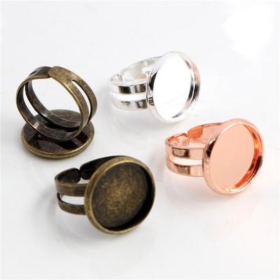 Child Ring 12mm 10pcs Silver Plated Rose Gold Color Children Adjustable Ring Settings Blank/Base,Fit 12mm Glass Cabochons