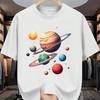 Men Solar System Planet Print T-Shirt Soft StretchCasual Round Neck Tee Breathable Summer Vibrant Space Design