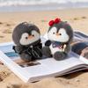 Navy Penguin Doll Keychain: Cute Heart Backpack Charm for Women