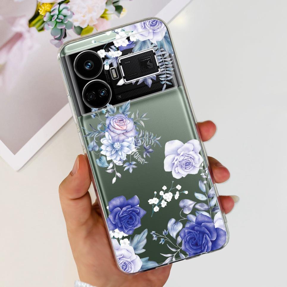 Pro Realme GT5 Pouzdro Průhledné Silikonové Měkký TPU Kryt Pro OPPO Realme GT 5 RealmeGT5 Pouzdra Květinové Mramorové Želé Nárazník Coques