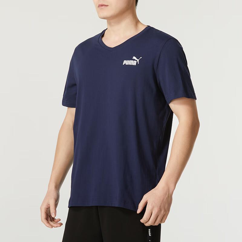 Puma American Retro Letter Logo Print Casual Quick-Dry Breathable Short Sleeve T-Shirt Men Tops Navy 630562-06