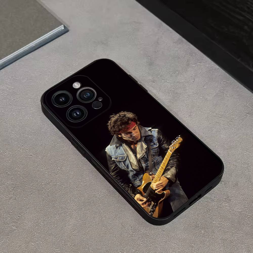 Bruce Springsteen Phone Case For iPhone 16,15,14,13,12,11 Plus,Pro Max,XS,X,XR,SE,Mini,8,7,Soft Silicone Black Cover
