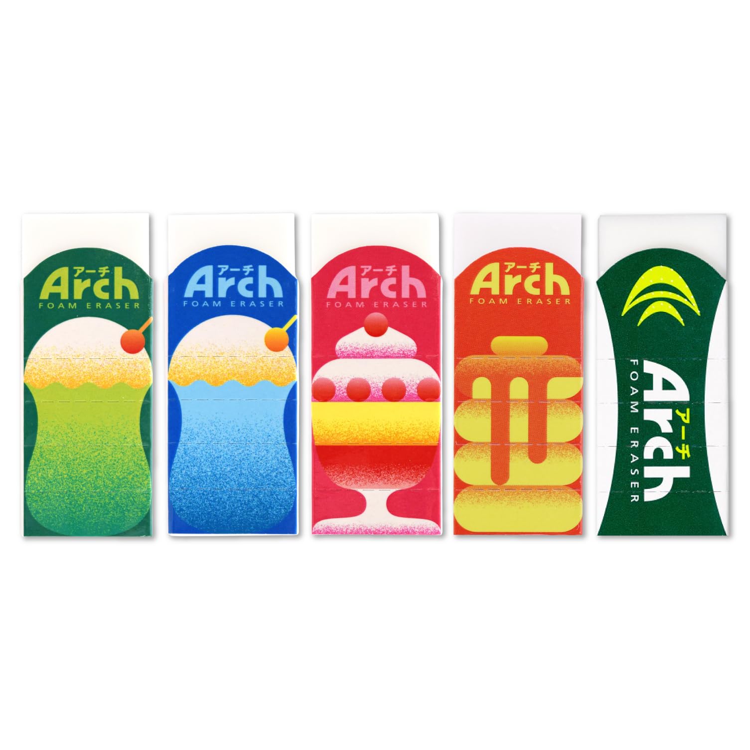 

Sakura Crepas Eraser Arch 10th Anniversary Limited Retro Cafe Pattern 5 Pieces RFAML2-5P