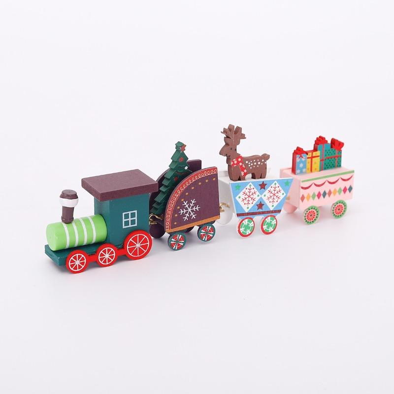 Christmas Train Ornaments, Christmas Party Decoration Wooden Small Train Ornaments for 2025 Home Decor Xmas Navidad Noel Gifts