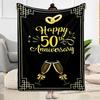 1pc Golden 50th Celebration blanket Soft and Warm for Sofa Office Camping Travel Livingroom Great Gift for Friends and Family Comfortable All Seasons