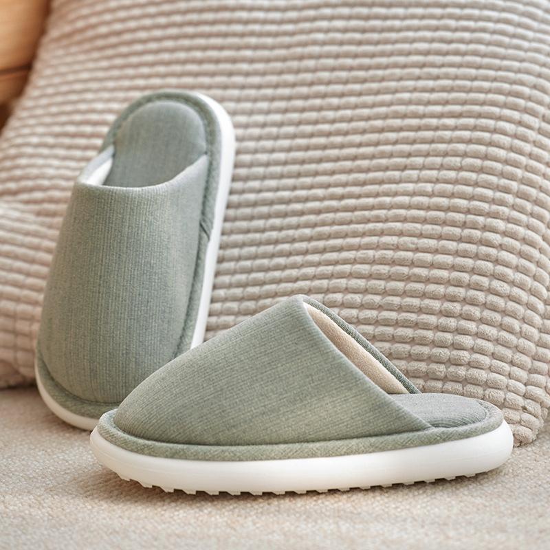 Japanese autumn cloth bottom slippers silent home non-slip couple soft bottom indoor home cloth slippers home cotton slippers