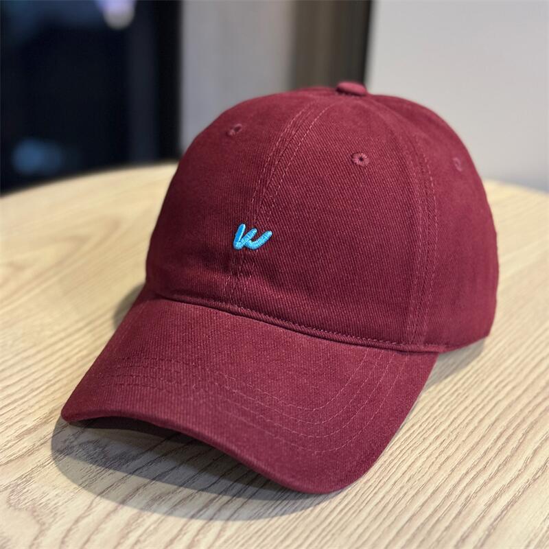 Simple letter W embroidery baseball cap unisex spring and summer breathable sunshade cap showing face small versatile wide brim