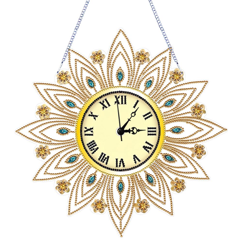 2D/Flat DIY Special Shape Diamond Painting Ornament with Clock Function Acrylic 5D Hanging Clock Art Craft Home & Bedroom Decor