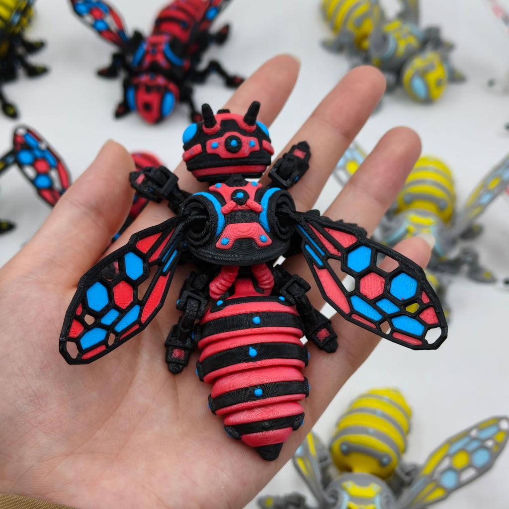 10cm 3D Printer Insect Bee Figure Model Movable Joints Simulation Mechanical Big Yellow Bee Toy Desktop Decorations