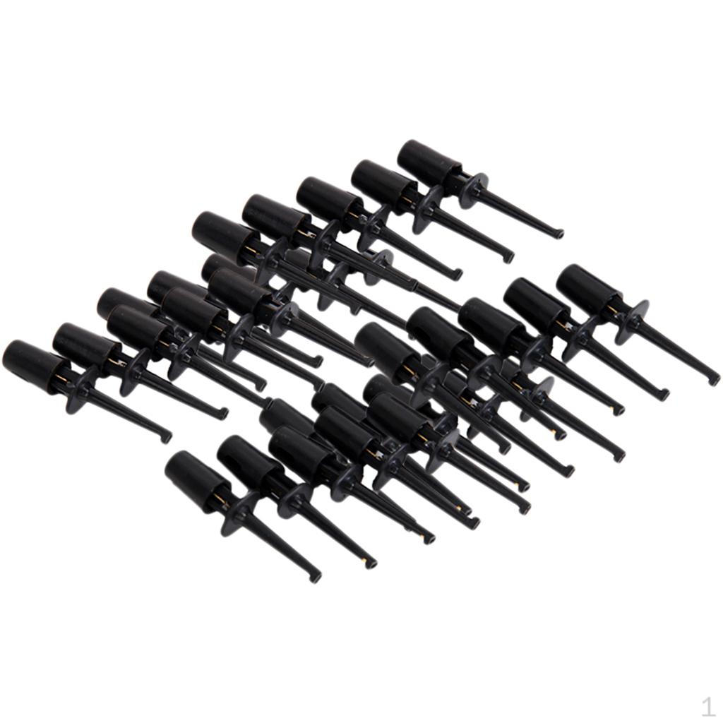 30Pcs Hook Probe Wire Cable Spring Clip Black for