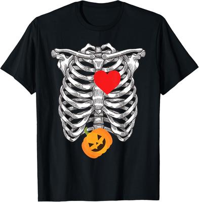 Rib Cage And A Baby Pumpkin Coming - Halloween Graphic Tees T-Shirt