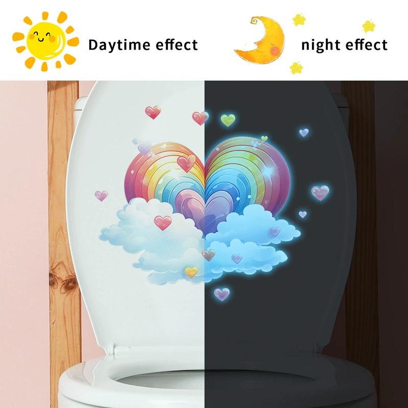 Cartoon Dream Rainbow Castle Children's Bathroom Toilet Home Decoration Wall Sticker Luminous Sticker Self-adhesive
