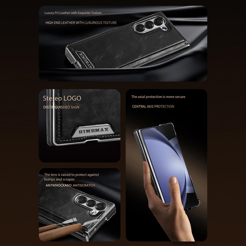 Custodia in Pelle di Vacchetta con Attrazione Magnetica per Samsung Galaxy Z Fold 7 ZFold 6 5 Protezione Cerniera in Alluminio Cover del Telefono Antiurto
