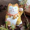 5.3 Inch Hand-painting Ceramic Lucky Cat Cartoon Fortune Kitten Home Decoration Figurine Maneki Neko Fengshui Ornament
