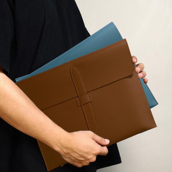 Faux Leather Document Bag Large Capacity Lightweight Waterproof Document Organizer Business Students Portable File Holder with Secure Closure