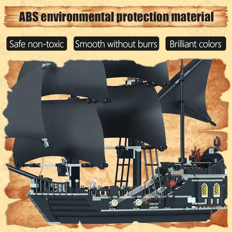 Pirates of The Caribbean Ship Queens Revenge Warship Black Pearl Sailboat Building Block Bricks MOC 4195 Assembly Toys Kid Gift