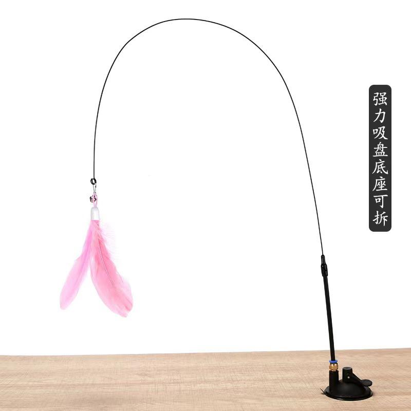 Interactive Cat Toy Handfree Cat Stick Playing Kitten Playing Teaser Wand Toy Suction Cup Bird/Feather Cat Wand Pet Supplies