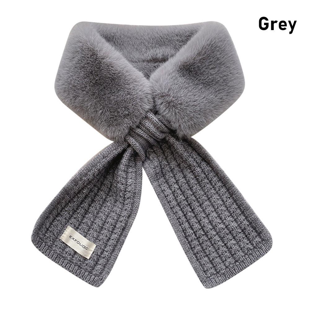 

Вітрозахисний В язаний Шарф Хрест Плюшеві Шарфи Елегантні Шийні Хустки Зима сірий