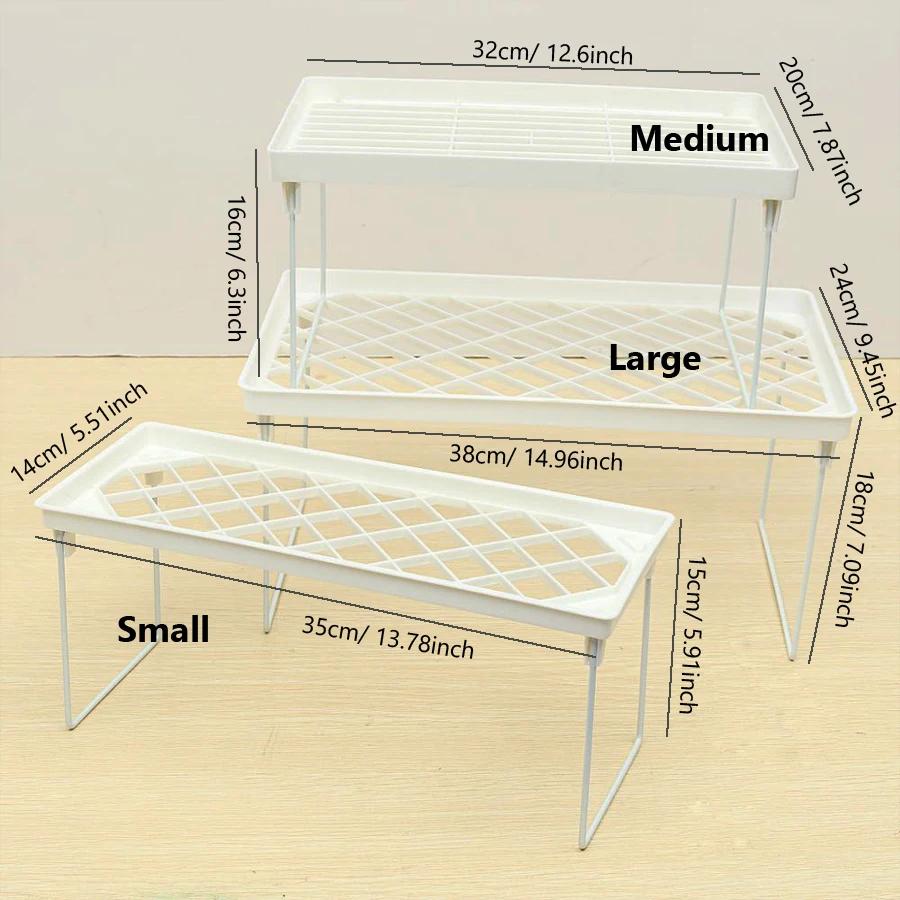Foldable Storage Organizer Shelf, Multi-Purpose Bathroom & Kitchen Organizer, Space Saving Storage Rack for Cabinets, Countertop