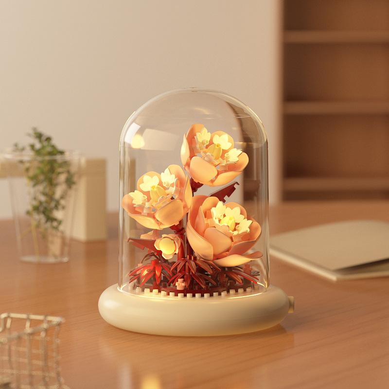Plastic Plant Bonsai Building Blocks with Dust Cover Desktop Ornaments  Home Decoration