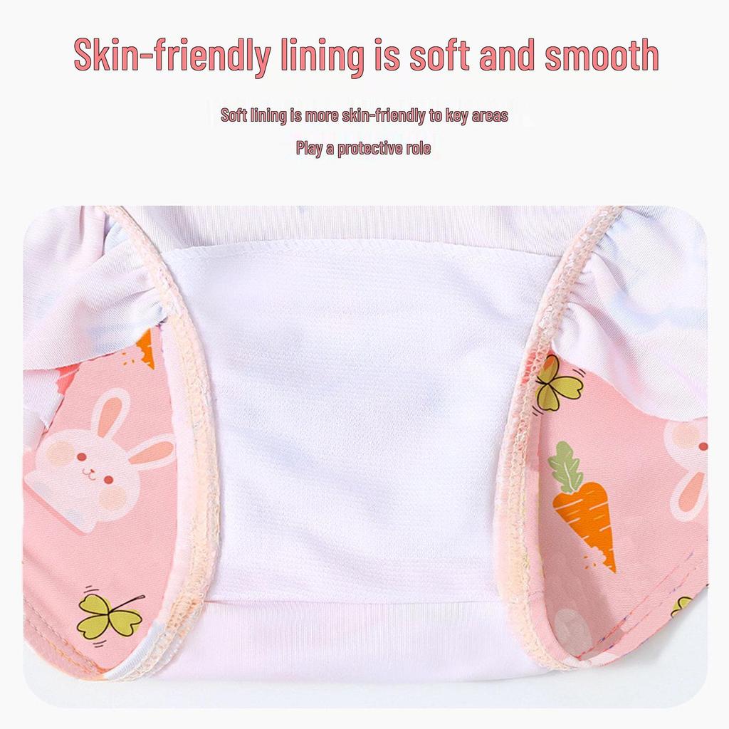 Girls' Quick-Dry Sun Protection One-Piece Swimsuit - Cute Swimwear for Kids