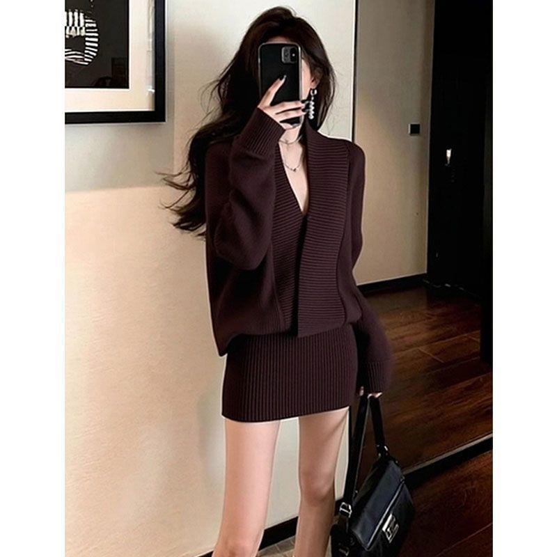 Wine Red Winter Aura Dress: French Style, Mature Elegance, Socialite Temperament Large вино красного