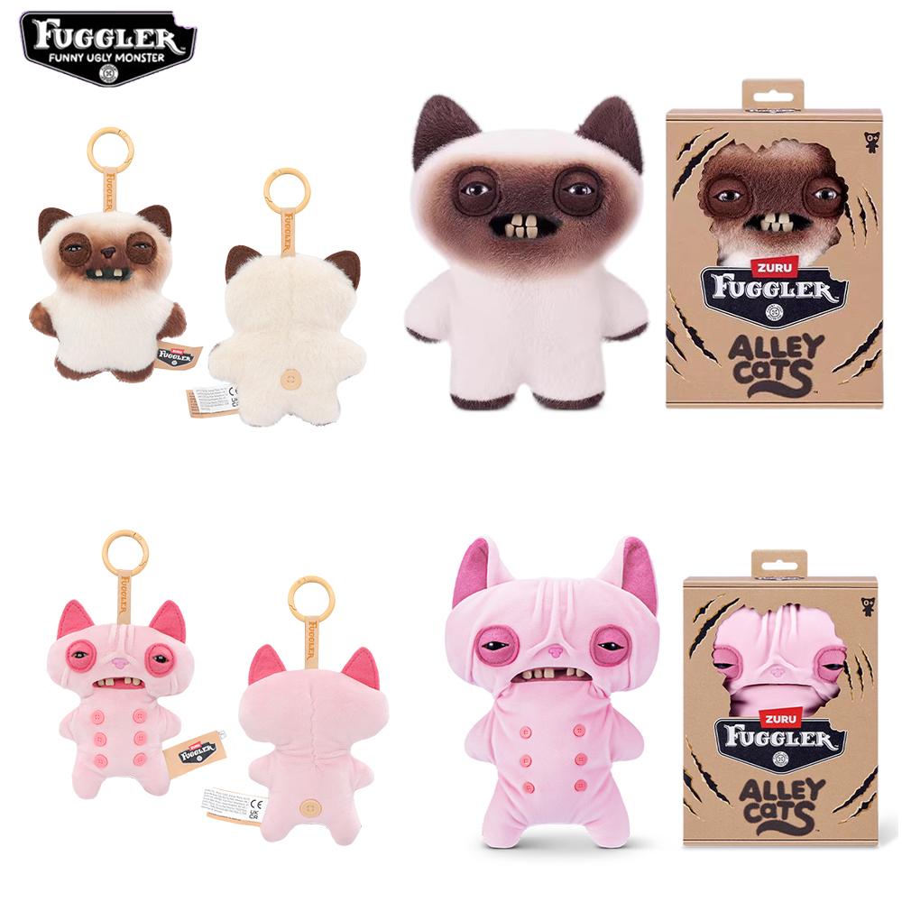 Original Fuggler FUGG ALLEY CATS Pendant Plush Toys Ugly Monster Blind Box Hairless Siamese Cat Orange Kitten Peluche Dolls Gift