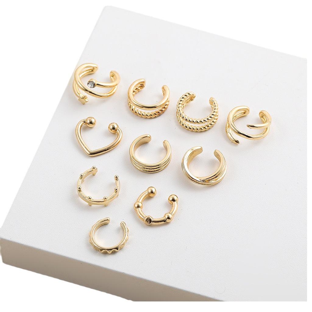Ear Bone Clips Are Very Simple, C-shaped Letters Without Ear Piercings, Ear Clips 10-piece Set, Yiwu Jewelry.