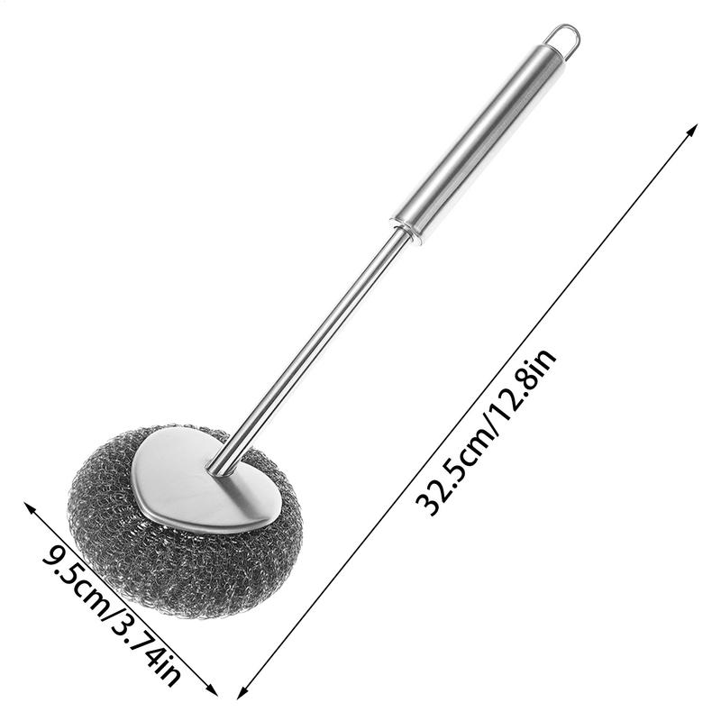 Metal Scrubbers For Cleaning Dishes Stainless Steel Wire Sponge Pot Brush With Handle Wire Cleaning Ball Dishwasher Utensil