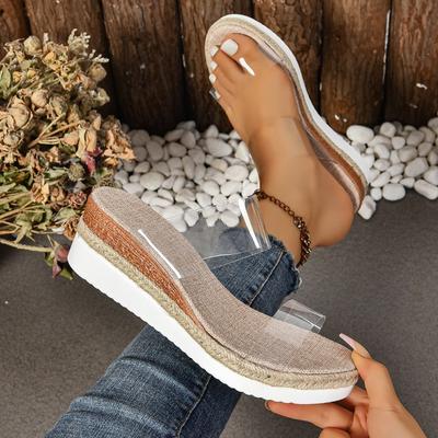 Fashion Female Shoes 2025 Outdoor Open Toe Women's Slippers Platform Casual Slippers Women Bow Tie Wedges Plus Size Sandals